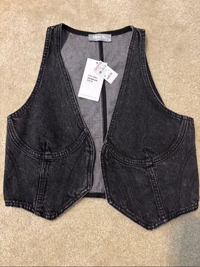 blue.B Black Denim Vest - Womens